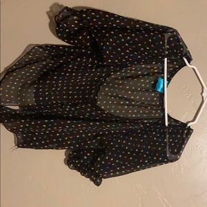 Black and colorful sheer shirt